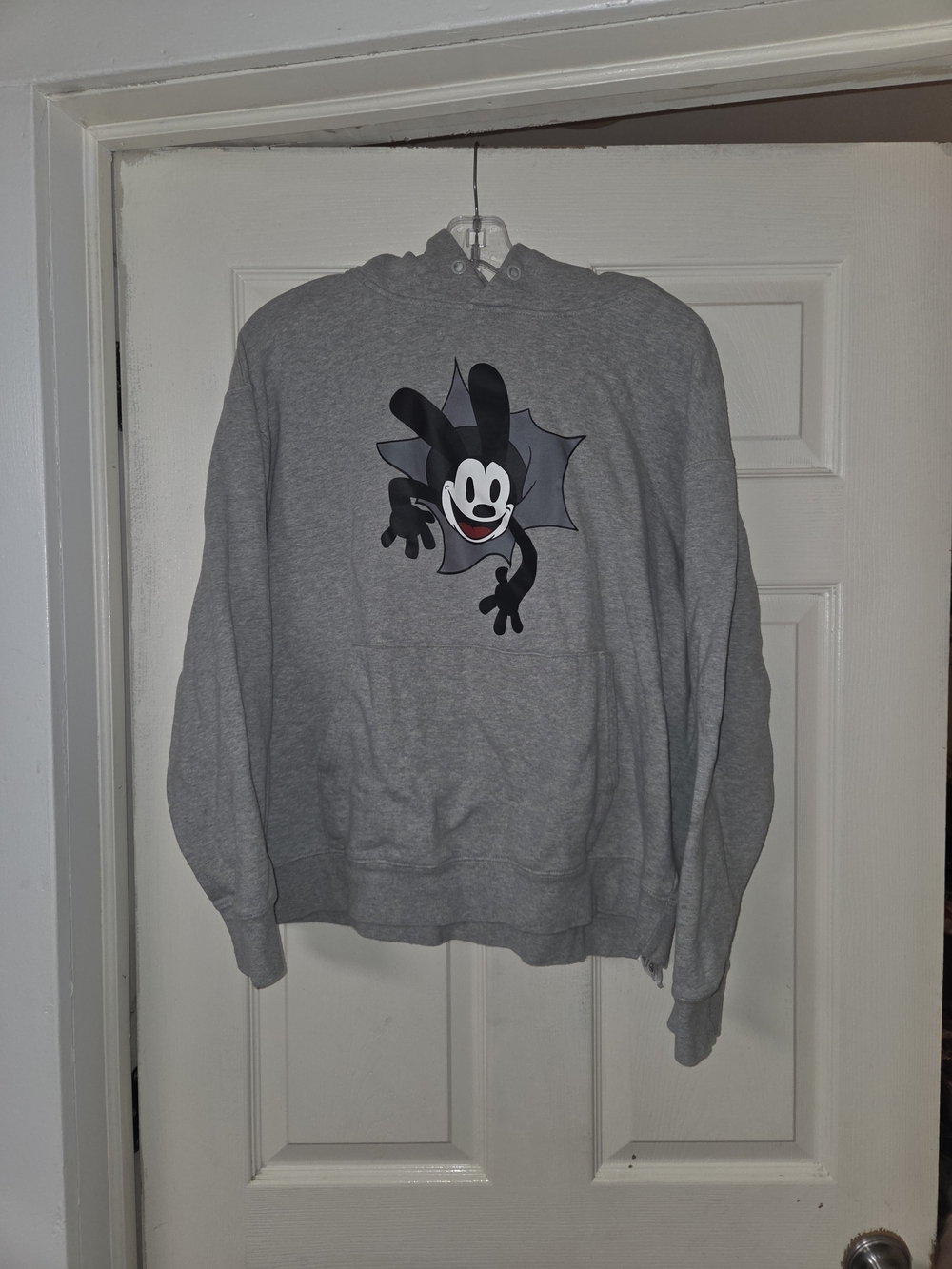 Disney 100 Oswald the Lucky Rabbit Hoodie Gray Adult Size L Front Back Graphic